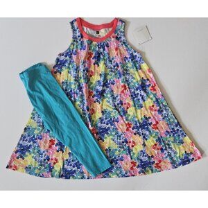 Tea Collection NWT 6 Floral Trapeze Dress Crop Leggings
